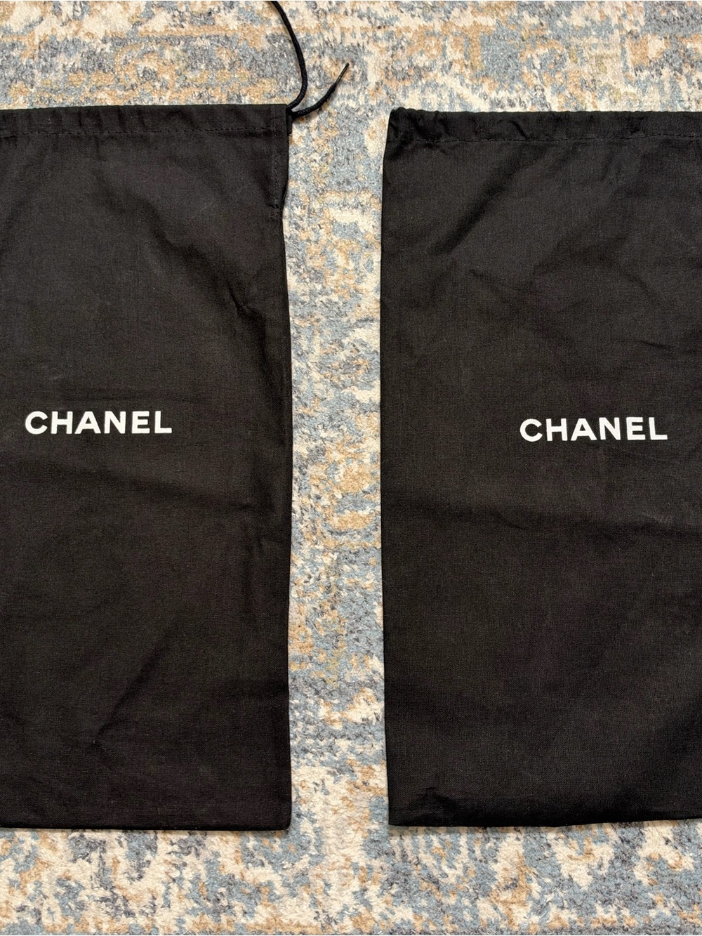 Authentic Chanel Black Drawstring Dust Bags Lot of 2 9x14 Pre-Owned